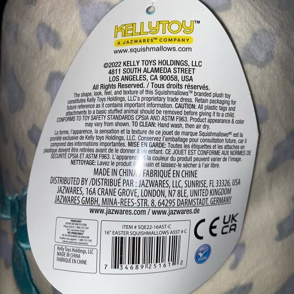 NWT Original Squishmallows ROSIE THE PIG Easter Bandana Pink Aqua Large 16" - Picture 8 of 11